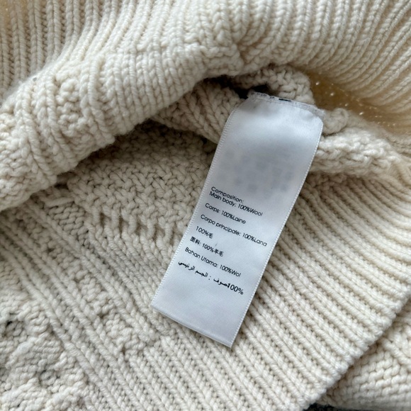 3.1 Phillip Lim 100% Wool Off-White Cropped Boxy Aran Cable Sweater - Picture 5 of 8